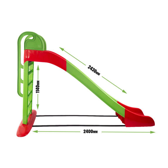 Csúszda kapaszkodóval 243 cm Inlea4Fun - Zöld-piros