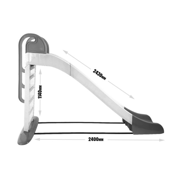 Csúszda kapaszkodóval 243 cm Inlea4Fun 014550/17 - Fehér-szürke