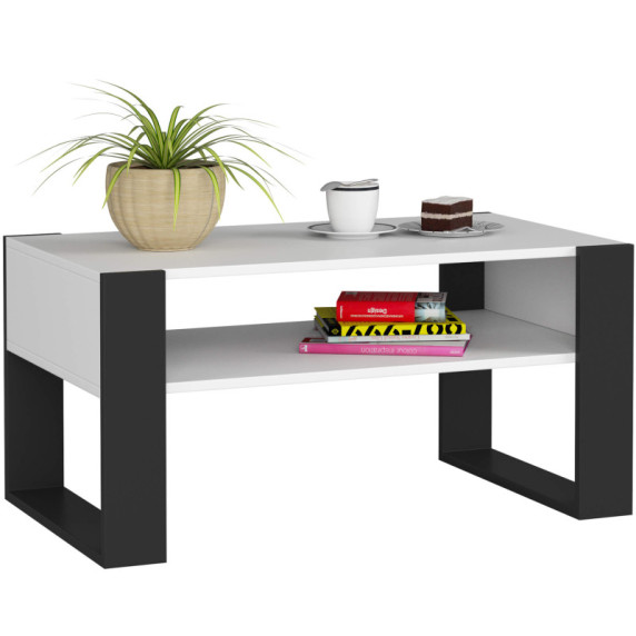 Konferenčný stolík 92 x 53 x 45 cm AKORD DOMI - biely/čierny