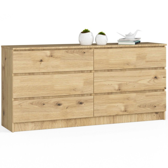 Komód 6 fiókos 160x77x40 cmK160 6SZ CLP - tölgy
