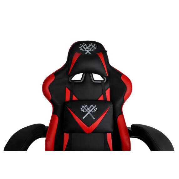 Scaun gamer cu suport pentru picioare rabatabil - DUNMOON 8979 - negru și roșu