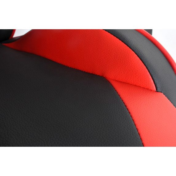Scaun gamer cu suport pentru picioare rabatabil - DUNMOON 8979 - negru și roșu