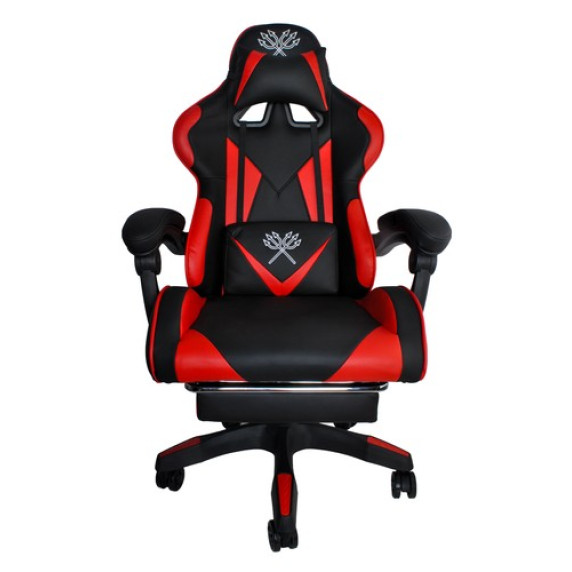 Scaun gamer cu suport pentru picioare rabatabil - DUNMOON 8979 - negru și roșu