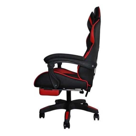 Scaun gamer cu suport pentru picioare rabatabil - DUNMOON 8979 - negru și roșu