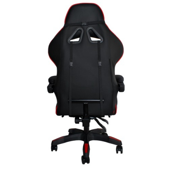 Scaun gamer cu suport pentru picioare rabatabil - DUNMOON 8979 - negru și roșu