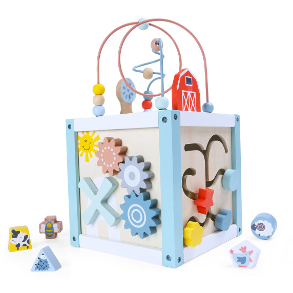 Drevená edukačná kocka s labyrintom ECOTOYS