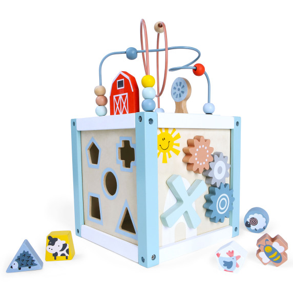 Drevená edukačná kocka s labyrintom ECOTOYS