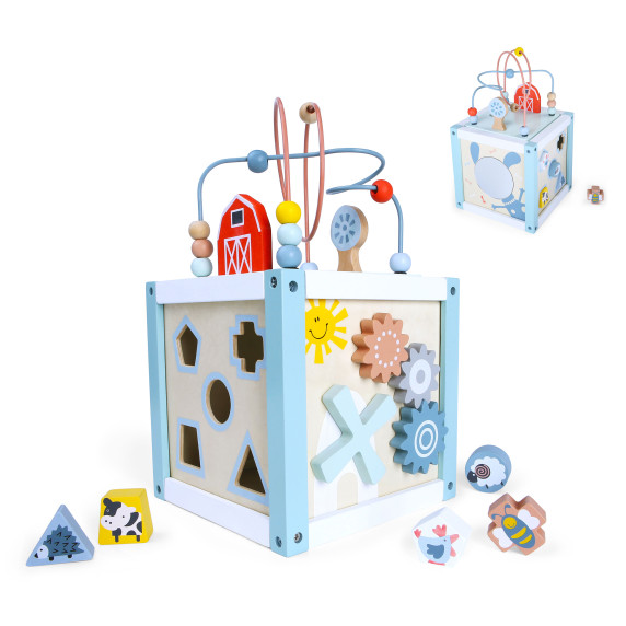 Drevená edukačná kocka s labyrintom ECOTOYS