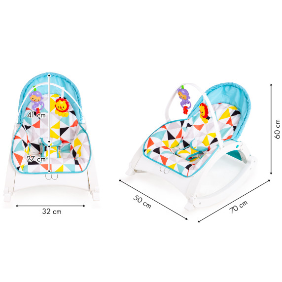 Scaun balansoar cu vibrații 2 în 1 - ECOTOYS - Color triangle