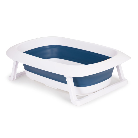 Cadă bebe pliabilă cu scurgere și dop - ECOTOYS - albastru închis/alb