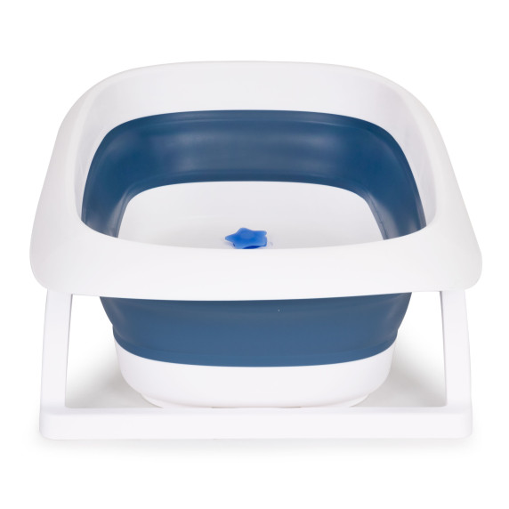 Cadă bebe pliabilă cu scurgere și dop - ECOTOYS - albastru închis/alb
