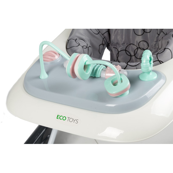 Detské chodítko s otočnými kolieskami 2v1 ECOTOYS - čierne/sivé