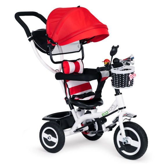 Tricikli Ecotoys Premium Plus 360°-ban fordítható - piros