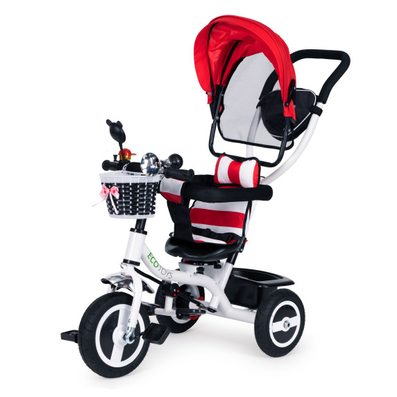 Tricikli Ecotoys Premium Plus 360°-ban fordítható - piros