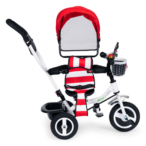Tricikli Ecotoys Premium Plus 360°-ban fordítható - piros