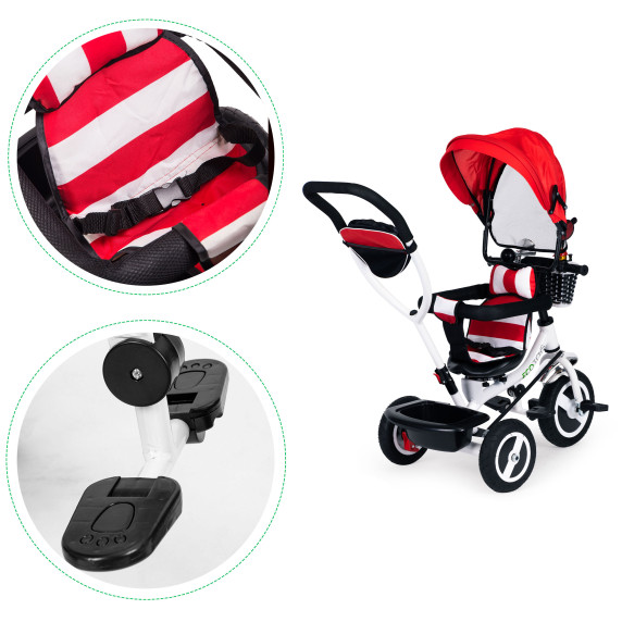 Tricikli Ecotoys Premium Plus 360°-ban fordítható - piros