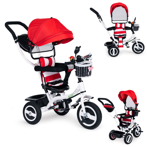 Tricikli Ecotoys Premium Plus 360°-ban fordítható - piros