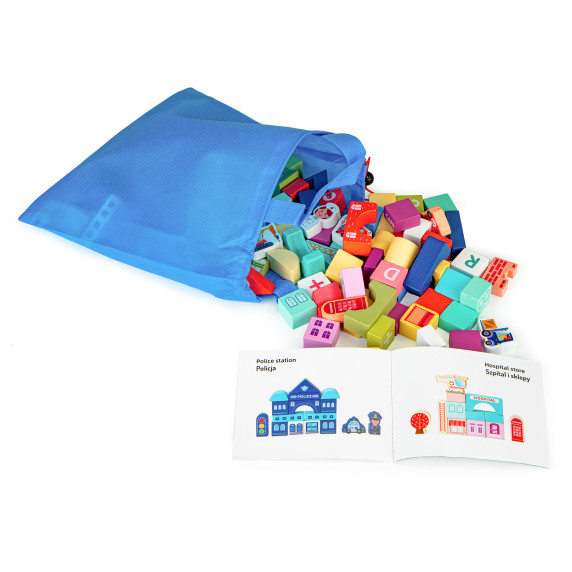 Fa építőkocka 121 db ECOTOYS - Városi élet