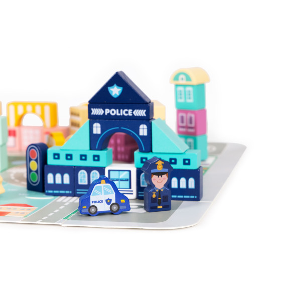 Fa építőkocka 121 db ECOTOYS - Városi élet