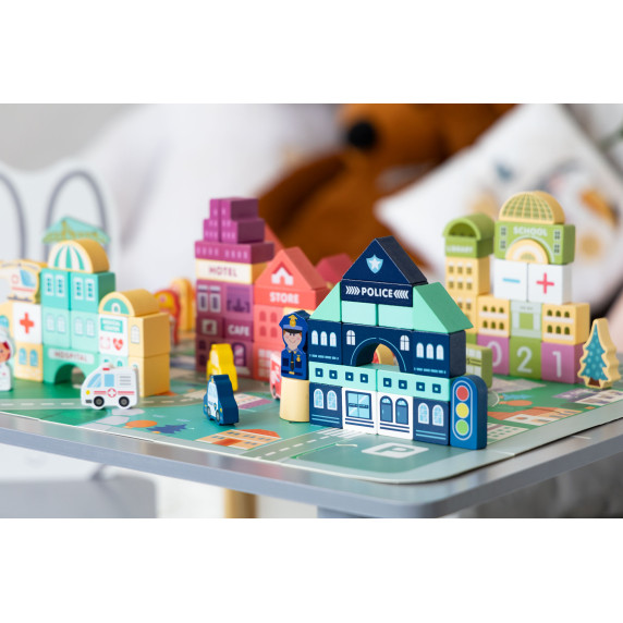 Fa építőkocka 121 db ECOTOYS - Városi élet