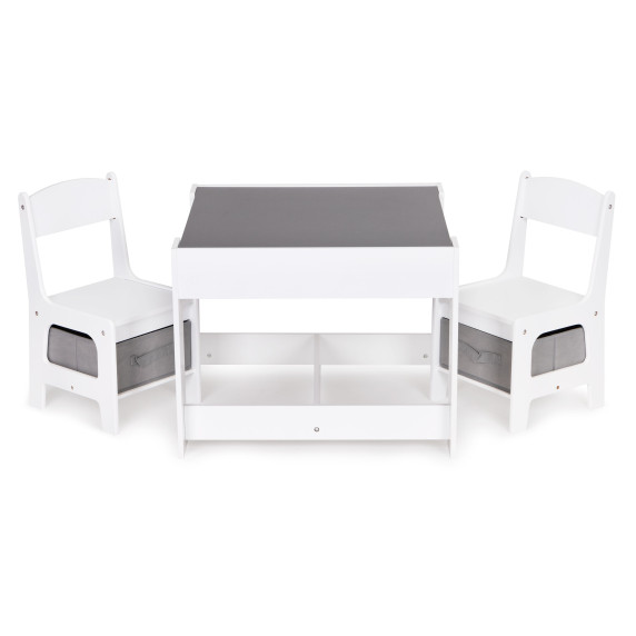 Detský stôl so stoličkami 3v1 ECOTOYS - biely/sivý