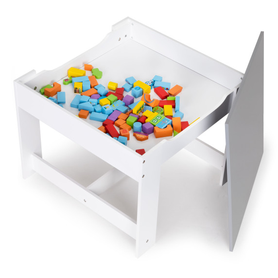 Detský stôl so stoličkami 3v1 ECOTOYS - biely/sivý