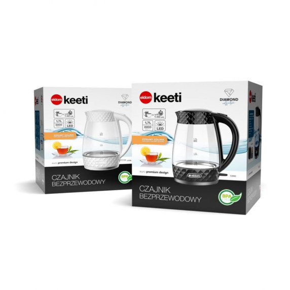 Rýchlovarná kanvica bezdrôtová 1,7 l  ELDOM C480C - biela