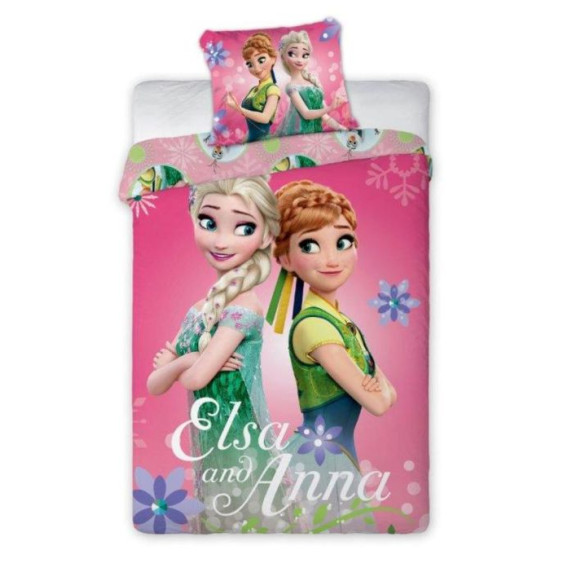 Detské posteľné obliečky 140 x 200 cm Frozen - Elsa a Anna