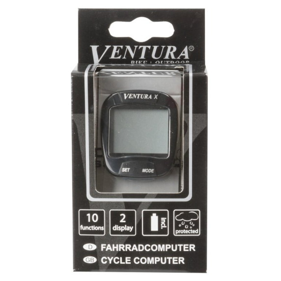 Ciclocomputer bicicletă - 10 funcții VENTURA - negru