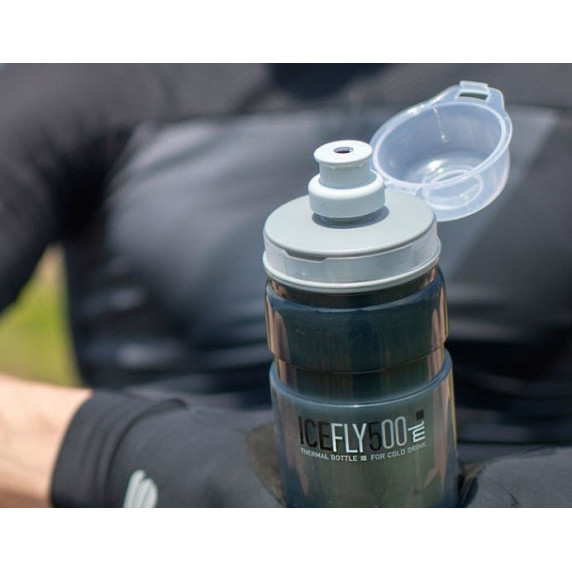 Sticlă de apă pentru bicicletă - ELITE ICE FLY 21" 650 ml - gri
