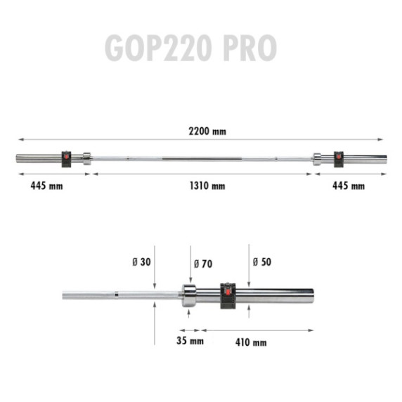 HMS GOP220 Pro 220 cm x 50 mm olympijská obojručná os