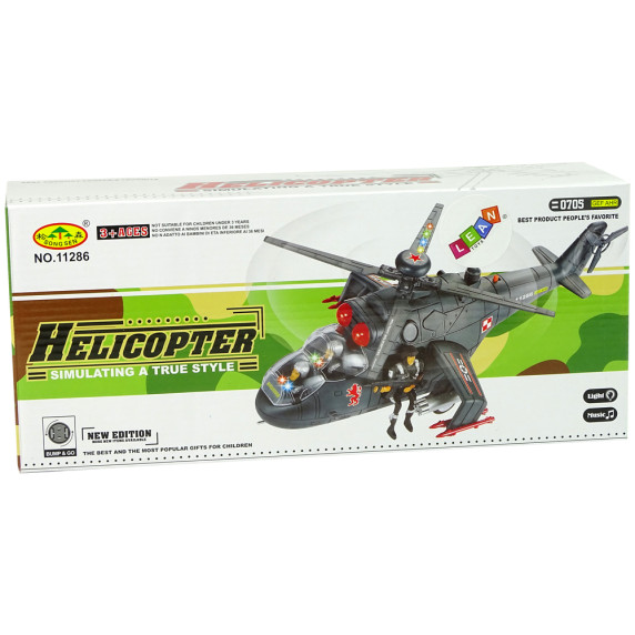 Vojenský vrtuľník so zvukovými a svetelnými efektmi Inlea4Fun HELICOPTER