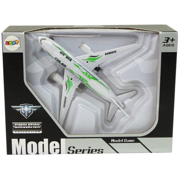 Lietadlo so zvukovými a svetelnými efektmi Inlea4Fun MODEL SERIES - biele/zelené
