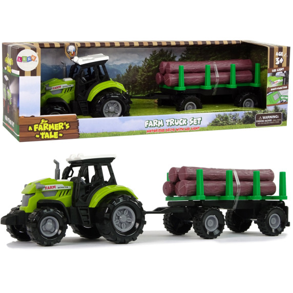 Játék traktor fa szállító pótkocsival Inlea4Fun FARMER´S TALE