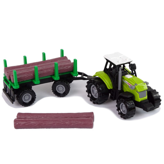 Játék traktor fa szállító pótkocsival Inlea4Fun FARMER´S TALE