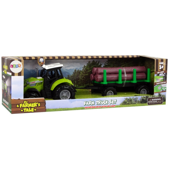 Játék traktor fa szállító pótkocsival Inlea4Fun FARMER´S TALE