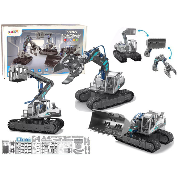 Set creativ de construcție 3 în 1- Excavator Lift Hydraulic Machines - 168 elemente