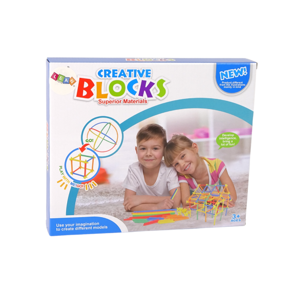 Építőjáték szívószálak  Inlea4Fun CREATIVE BLOCKS