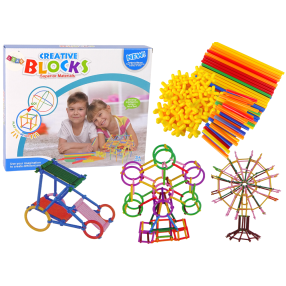 Építőjáték szívószálak  Inlea4Fun CREATIVE BLOCKS
