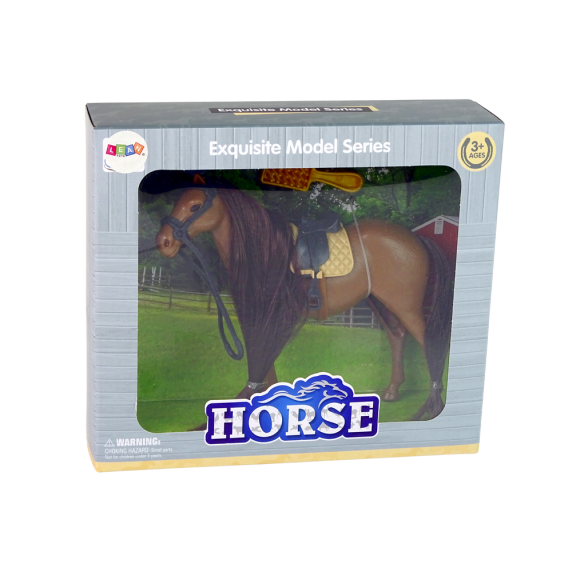 Figúrka koňa s dlhou hrivou na česanie Inlea4Fun HORSE - hnedá