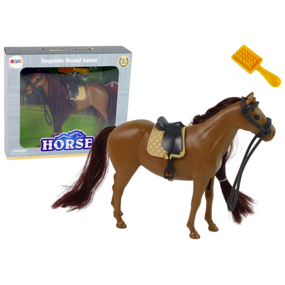 Figúrka koňa s dlhou hrivou na česanie Inlea4Fun HORSE - hnedá