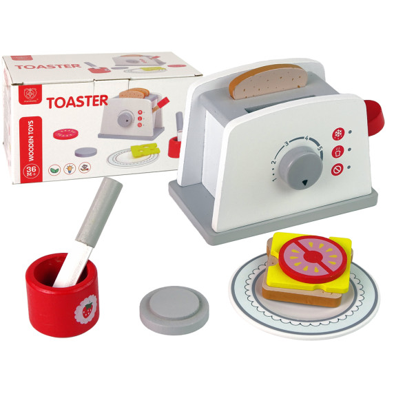 Prăjitor de pâine din lemn pentru copii cu accesorii - TOASTER