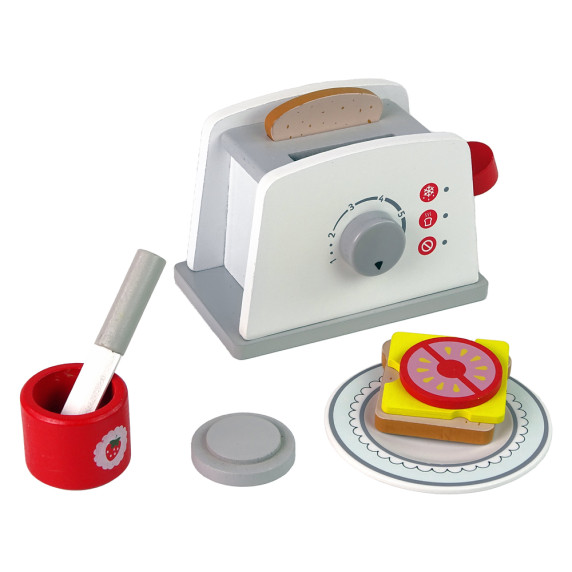 Prăjitor de pâine din lemn pentru copii cu accesorii - TOASTER
