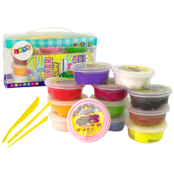 Gyurmakészlet 12 szín Inlea4Fun SUPER LIGHT CLAY