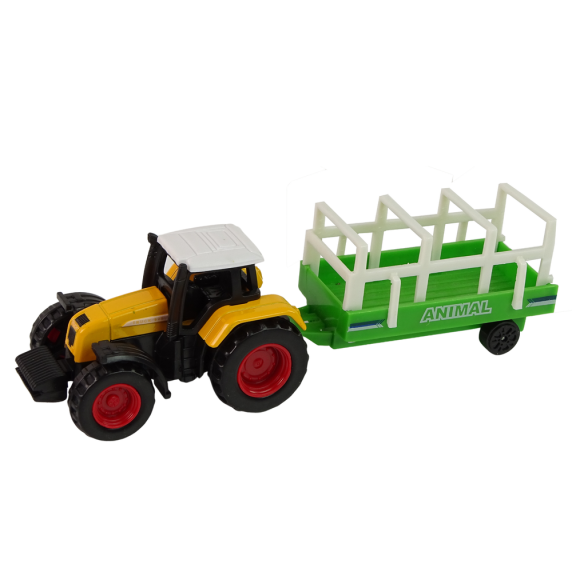 Játék traktor utánfutóval és lovacskával 1:64 Inlea4Fun FARM SET