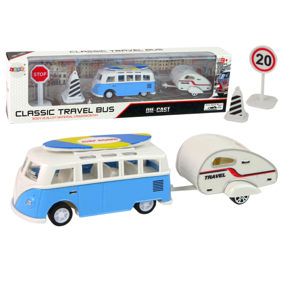 Autobuz de jucărie cu rulotă de camping - Classic Travel Bus