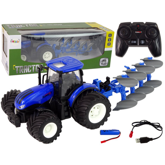 RC Távirányítós traktor ekével 1:24 Inlea4Fun Blue Plough Metal