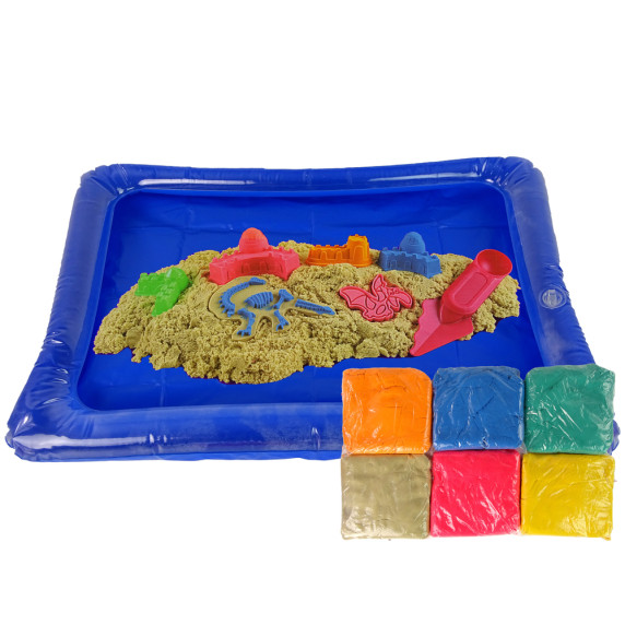 Kinetický piesok 6 farieb s formičkami dinosaurov Inlea4Fun MAGIC SAND