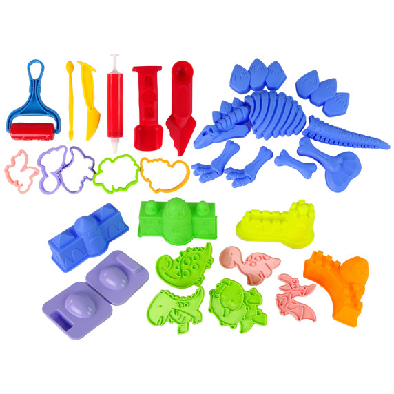 Kinetický piesok 6 farieb s formičkami dinosaurov Inlea4Fun MAGIC SAND
