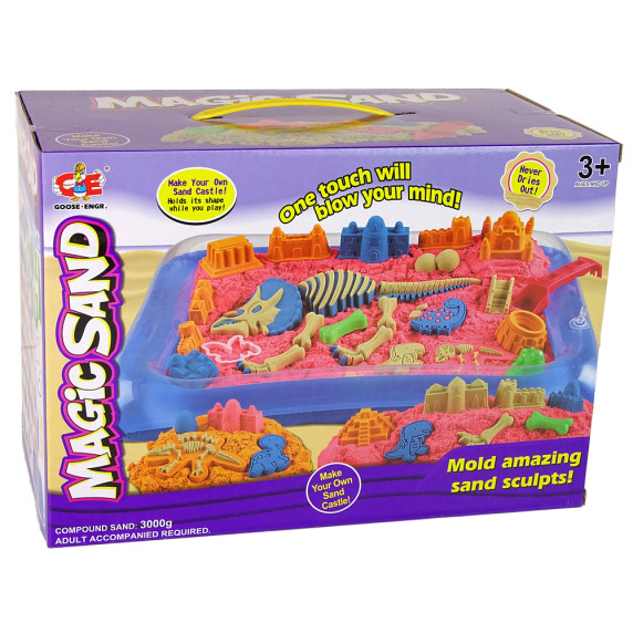 Kinetický piesok 6 farieb s formičkami dinosaurov Inlea4Fun MAGIC SAND